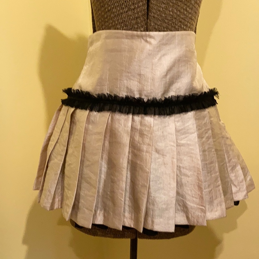 Betsey Johnson Pleated Mini Skirt w/Black Trim
